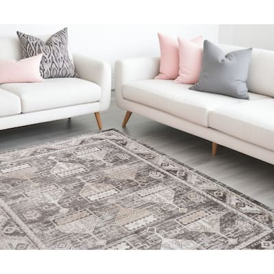 Distressed Abstract Modern Stain Resistant Woven Low Pile Area Rug