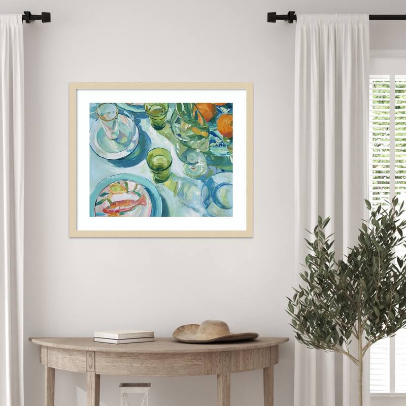 GreenTable No. 1 by Paula Freeman Wood Framed Wall Art Print