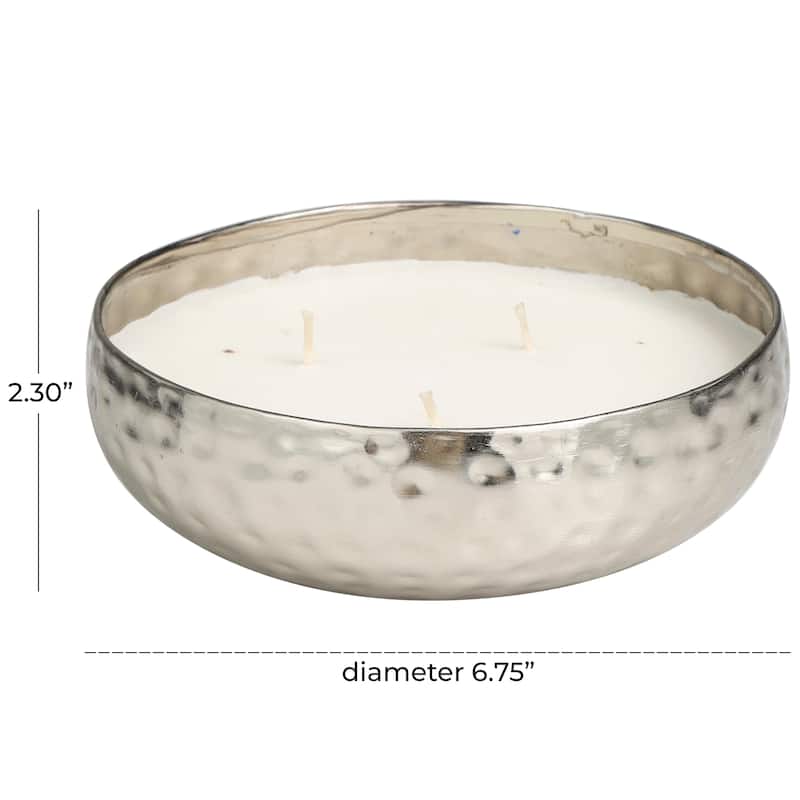 Gold or Silver or Copper Metal Mediterranean Fig Scented Hammered 20 oz 3 Wick Candle with White Wax