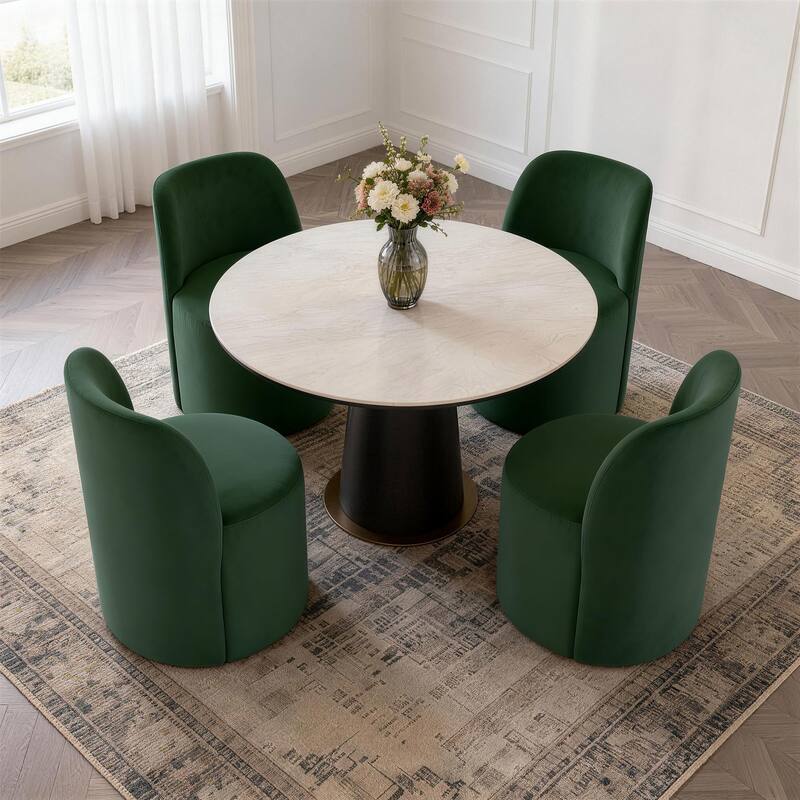 Modern Barrel Dining Chair for Dining Room - Set of 4 - Green