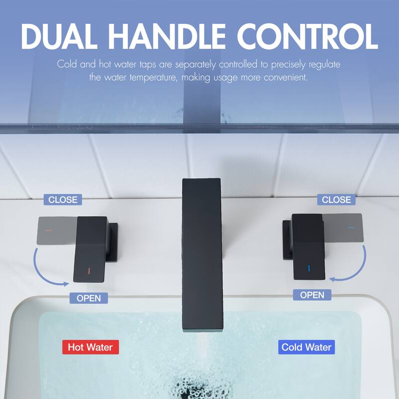 Black Dual Handle 3 Holes Bathroom Faucet