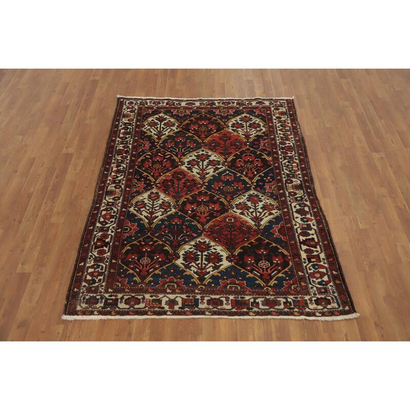 Hand Knotted Oriental 100% Wool Carpet Traditional Geometric Multi-Colored Bakhtiari Area Rug - 6' 5'' X 4' 8''