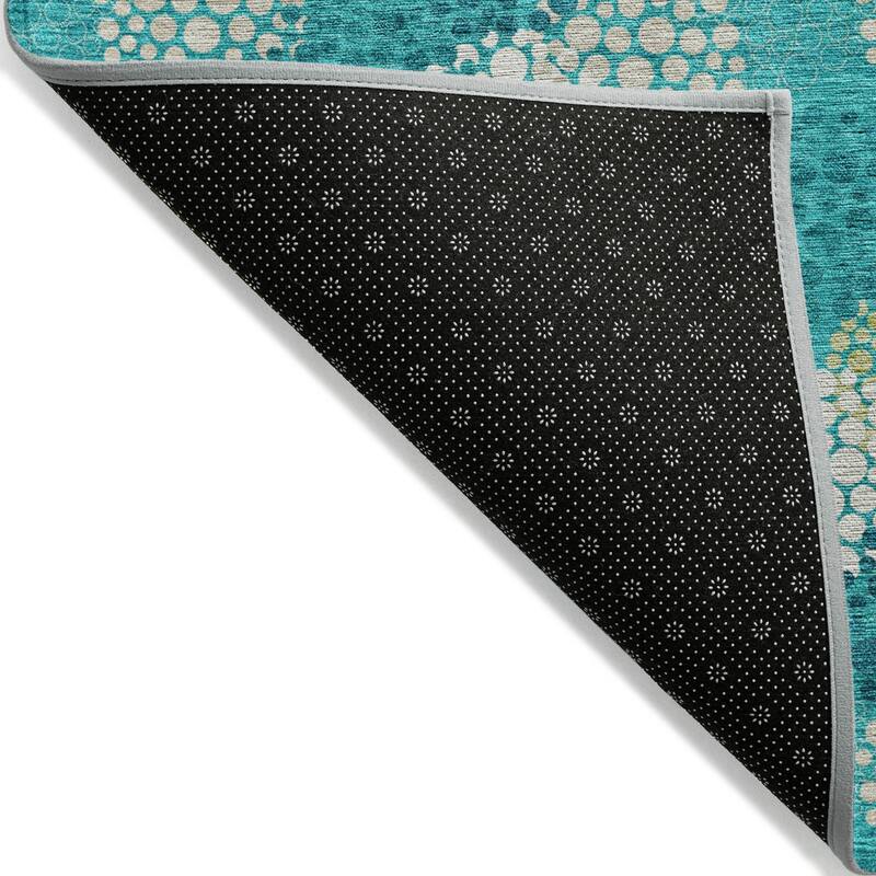 Machine Washable Indoor/ Outdoor Chantille Modern Bubbles Rug