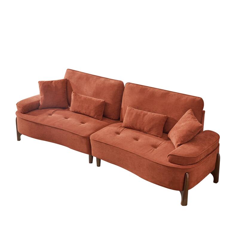 103" Foam 3-Seater Sofa with 4 Pillows, Solid Wood Frame, 600lb Capacity