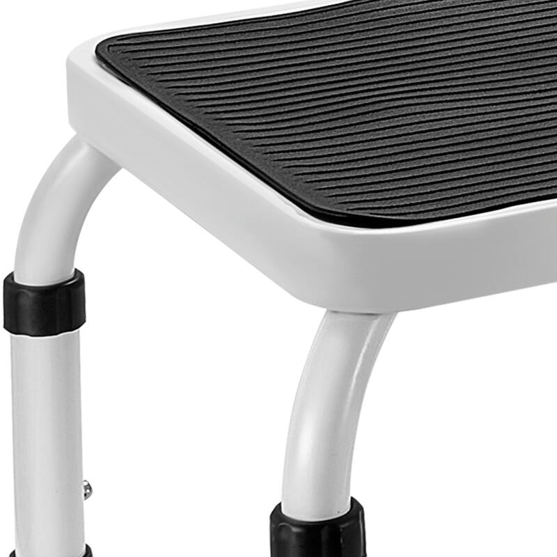 Anmytek Heavy Duty Steel Step Stool 3 Adjustable Height with Handle 330lbs Capacity Non Slip Portable - White