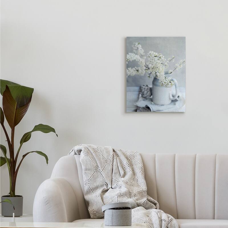 Stupell White Blossom Florals in Soft Country Mug Canvas Wall Art