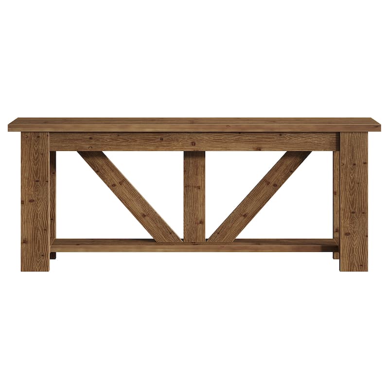 70.9-Inch Solid Wood Console Table, 2-Tier Sofa Table Behind Couch