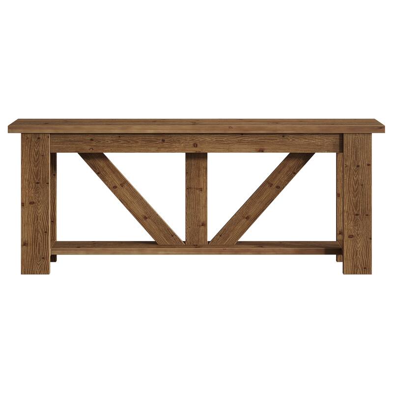 70.9-Inch Solid Wood Sofa Console Table, Extra Long Storage Shelves Entryway Table for Living Room, Hallway, Foyer