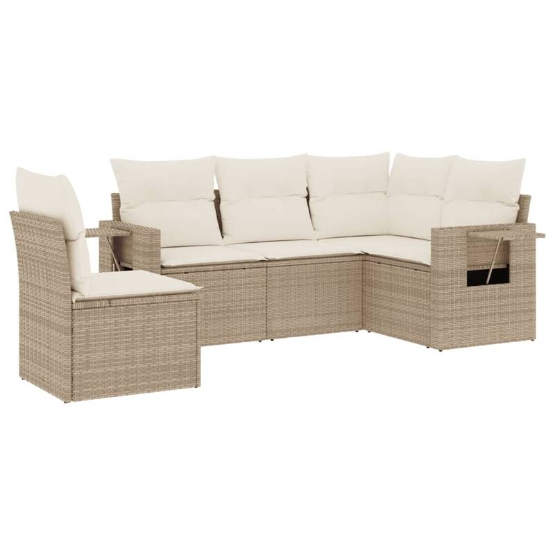 vidaXL Patio Sofa Set with Cushions Outdoor Conversation Furniture Poly Rattan