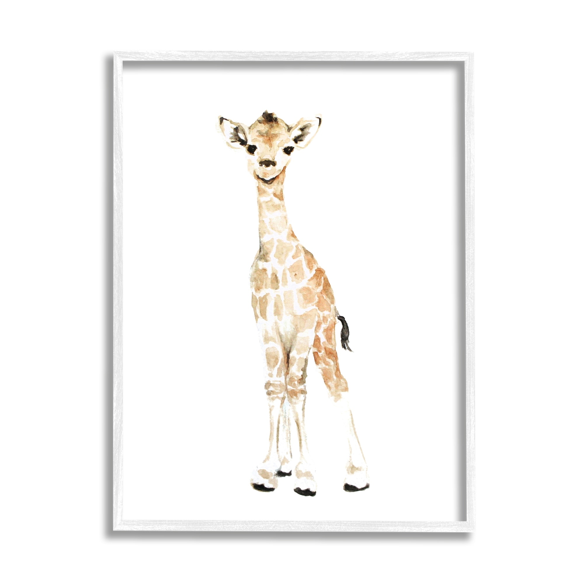 Stupell Baby Giraffe Watercolor Portrait Children's Nursery Safari Animal Framed Wall Art - Yellow