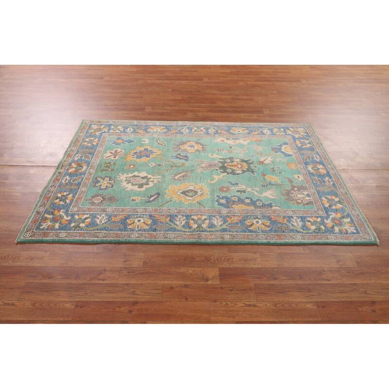 Turquoise Green Kazak Oriental Area Rug Hand-Knotted Wool Carpet - 3'11"x 5'10"