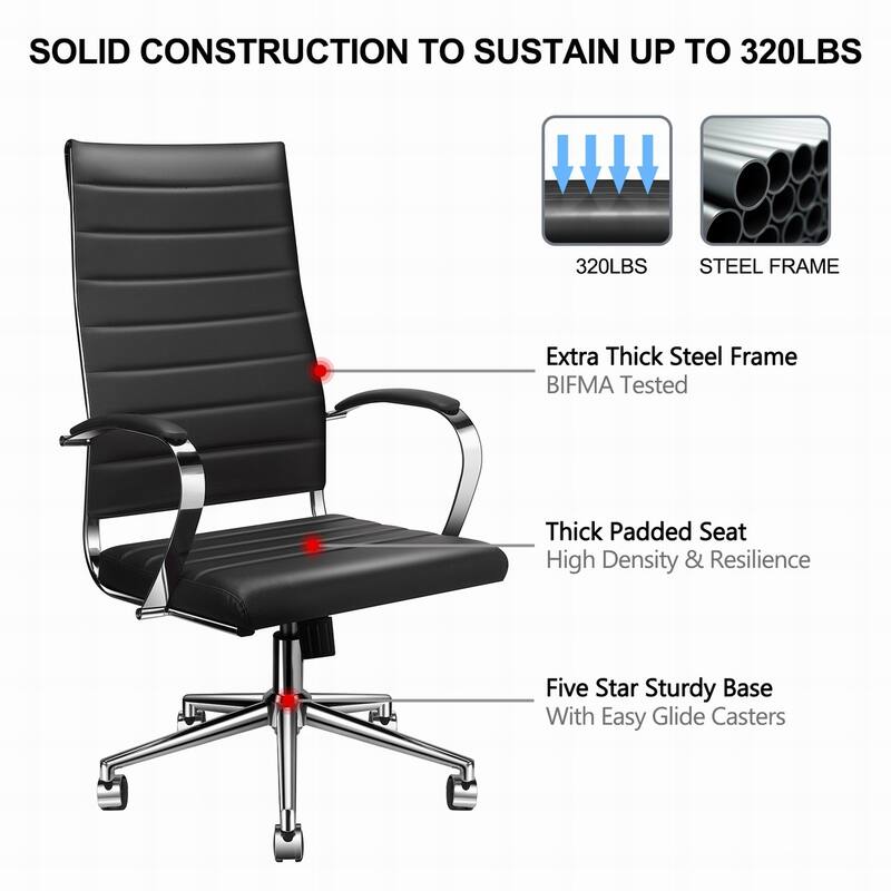 LUXMOD® Office Chair Faux Leather Silver Frame Adjustable and Swivel