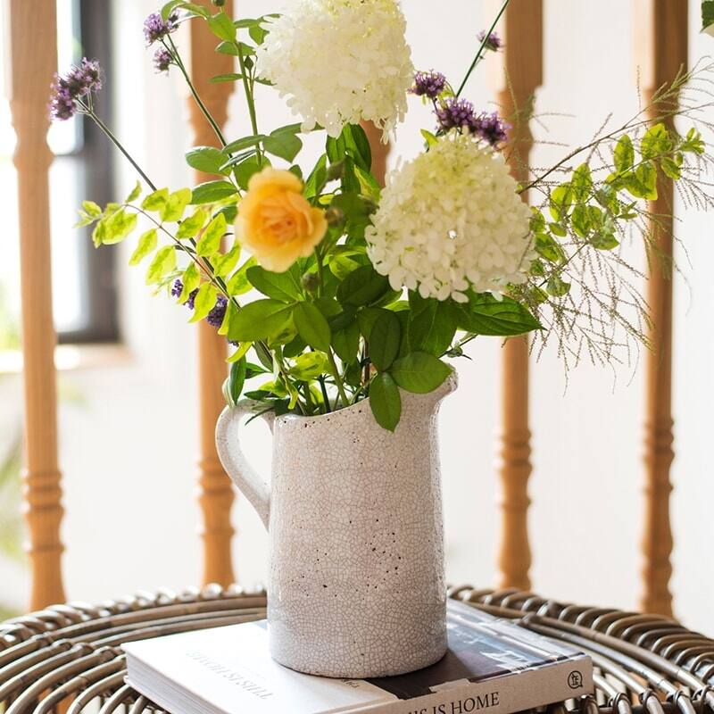 RusticReach Country Style Crackle Glaze Ceramic Vase Jar