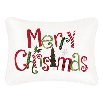 Merry Christmas Embroidered 12x16 Throw Decorative Accent Throw Pillow