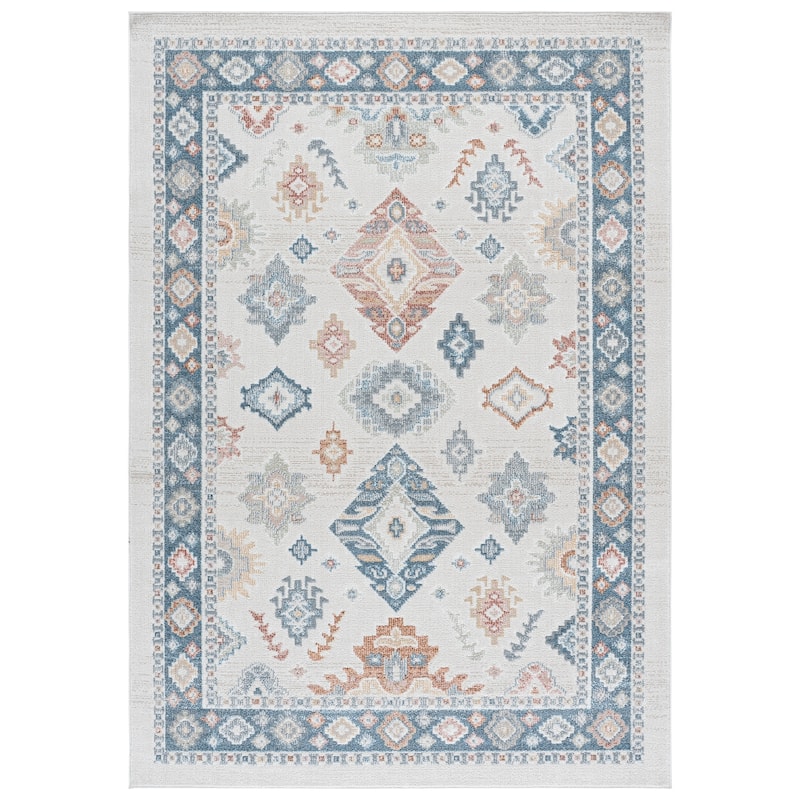 SAFAVIEH Blair Machine Washable Kanae Slip Resistant Boho Rug - 9' x 12' - Beige/Blue