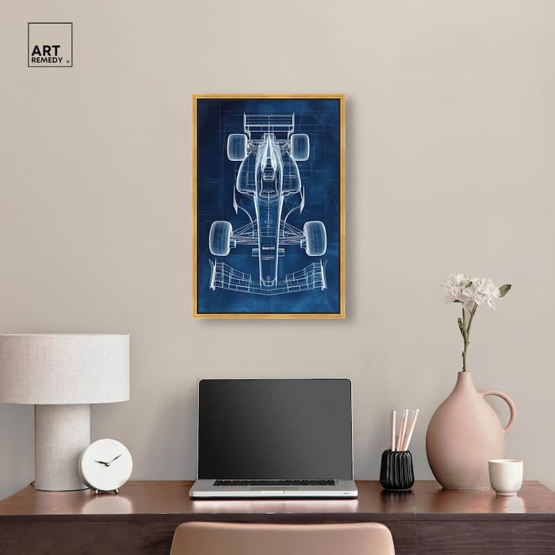 Race Car Blueprint Canvas by Art Remedy
