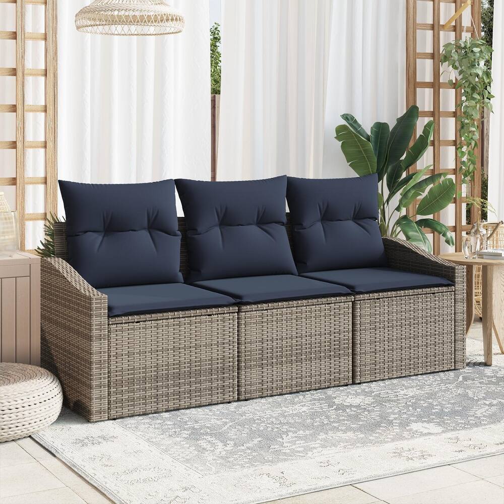 vidaXL 3 Piece Garden Sofa Set with Cushions - 70.1×24.4×27.2