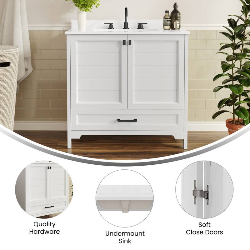 Bathroom Vanity with Undermount Sink, Cabinet, and Drawer