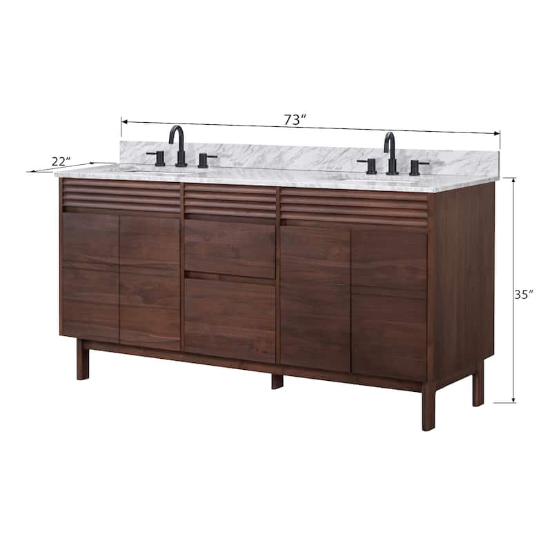 Avanity Carina Bathroom Vanity in Coffee Teak with Carrara White Marble Top