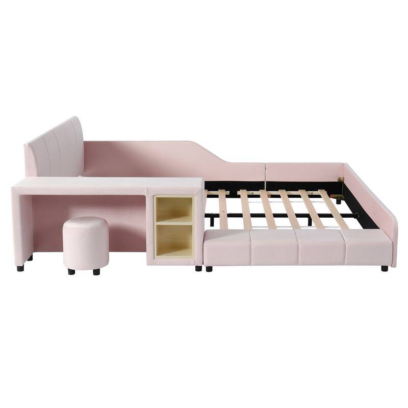 Queen Size Anti-collision Mother & Child Bed Sleigh Bed Platform Frame