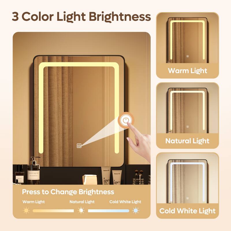 Bestier Vanity Set with Mirror and Lights,Vanity Desk with Drawers,Makeup Table with Light Modes & Hair Dryer Holde