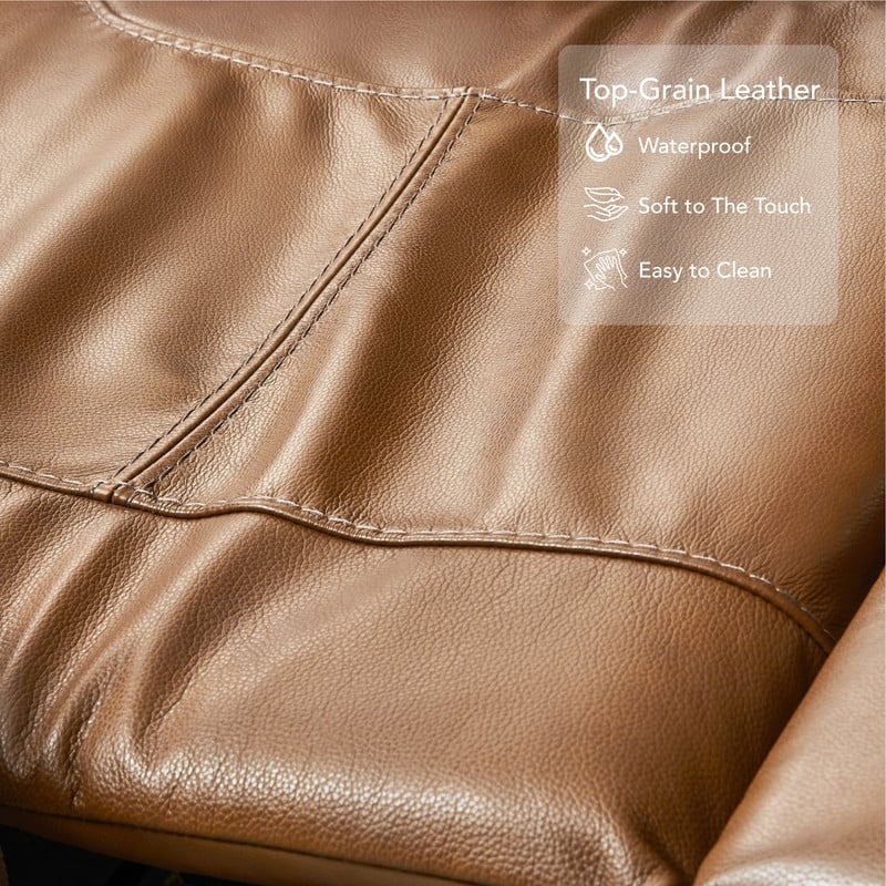 Spruce & Spring Leo Dual Motor Genuine Leather Power Recliner With Power Headrest