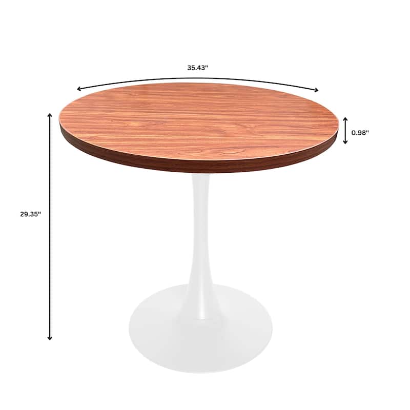 Bristol 36" Round Dining Table for 4 with MDF Top and Modern White Iron Base for Kitchen & Dining Room