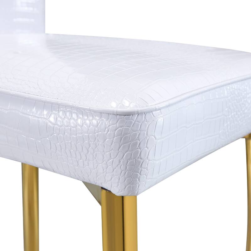 Set of 4, Retro alligator skin Upholstered dining chairs,with Crystal buckle design and Faux Leather design