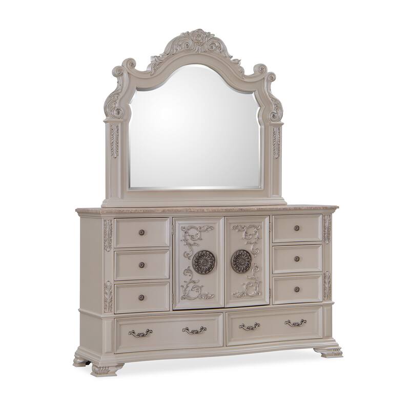 Santa Monica White/Champagne/Pearl Bedroom Set