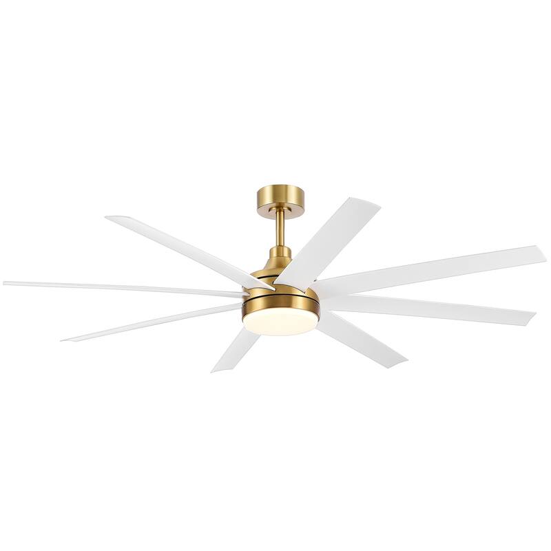 65" Gold Ceiling Fan with LED Lighting Remote Control (8 Blade) - 65 inch