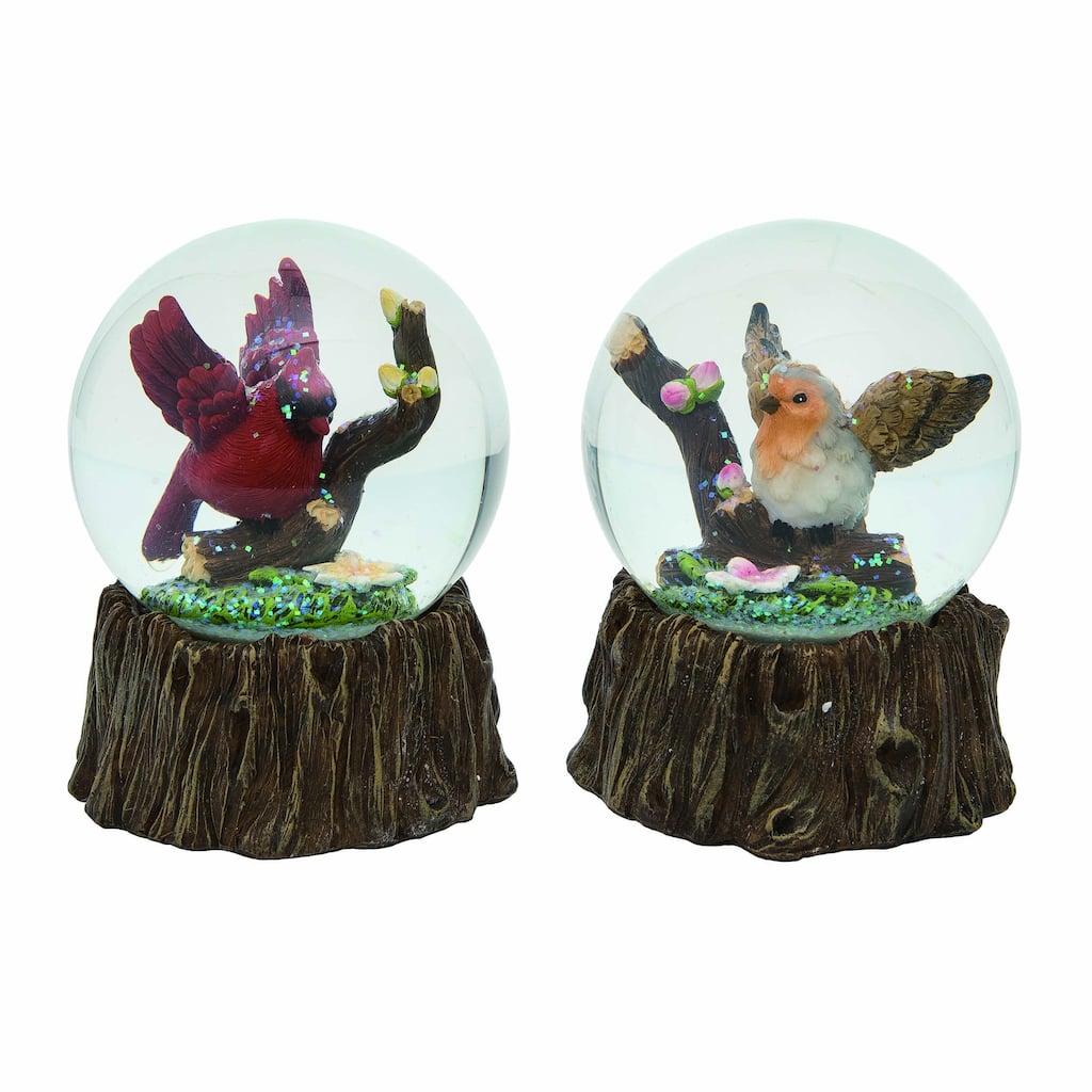 Transpac Resin Cardinal/Robin Water Globe Set of 2 Spring Home Decorations
