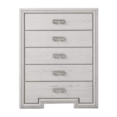 Furniture of America Klasiin Rustic White Wood 5-Drawer Chest