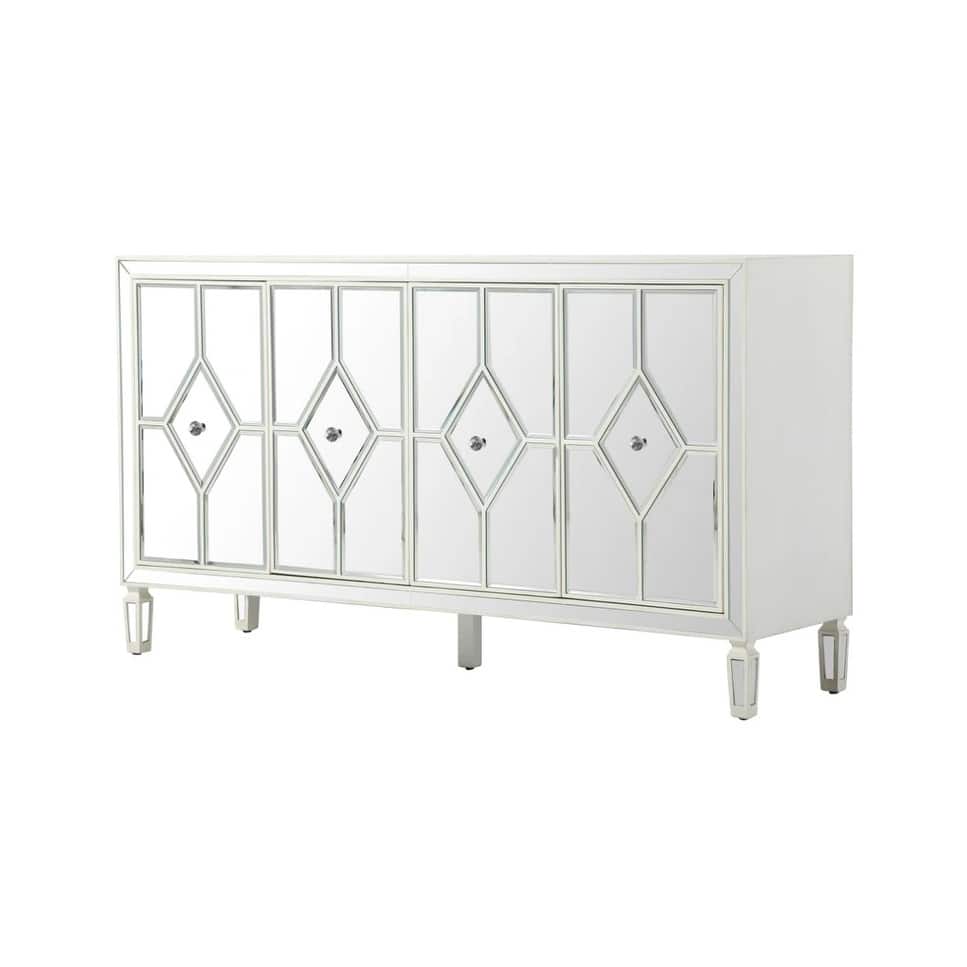 4-Door Mirrored Accent Cabinet