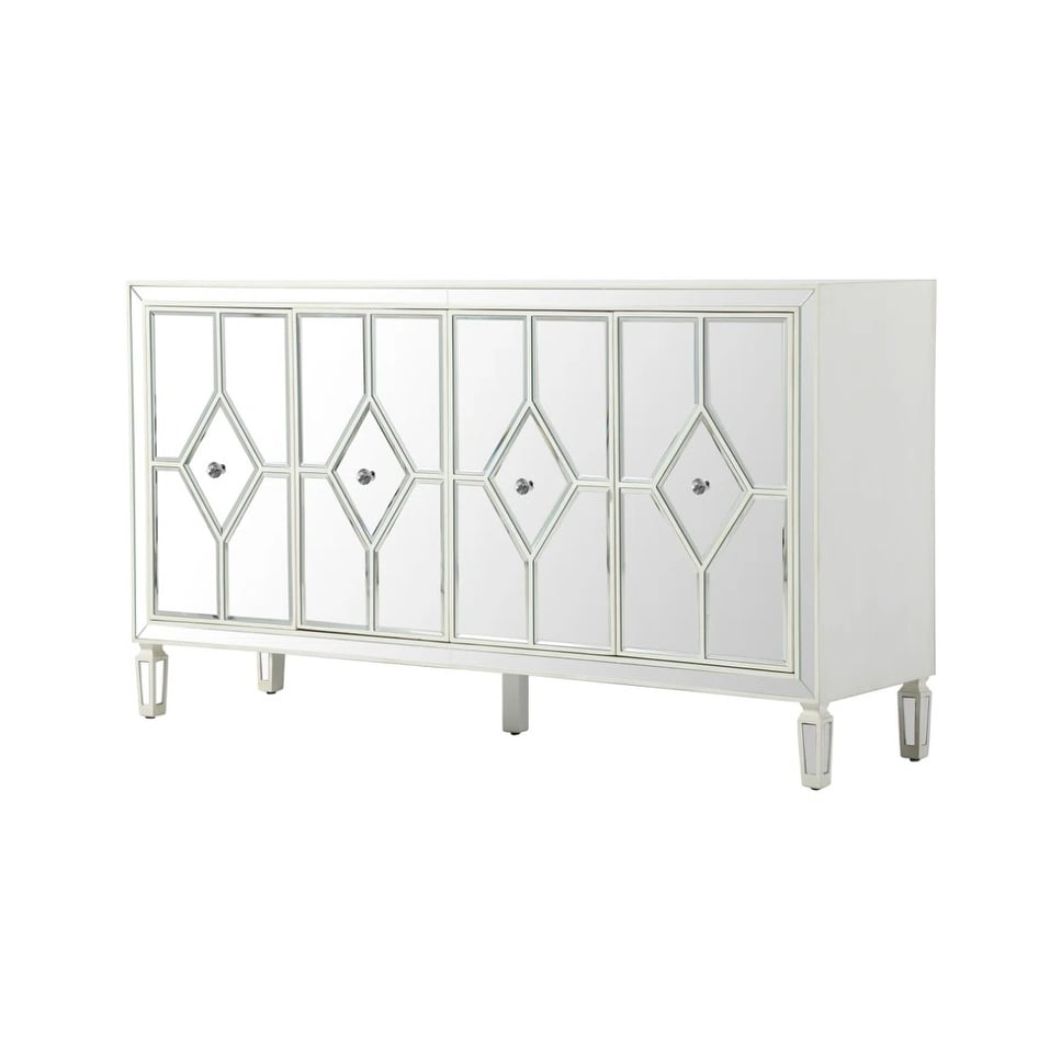 4-Door Mirrored Accent Cabinet
