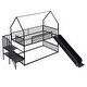 preview thumbnail 21 of 24, House-Design Twin over Twin Metal Bunk Bed with Slide and Staircase,Modern Style