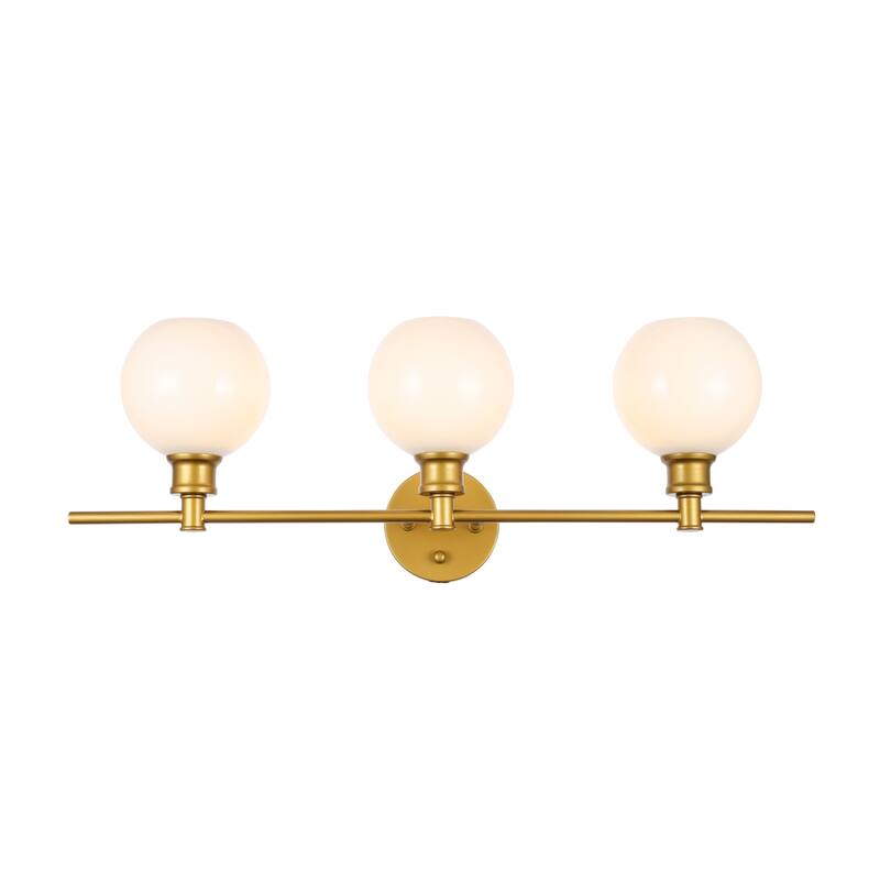 Elegant Lighting Collier 3 Light 28" Wide Bathroom Vanity Light with - Brass