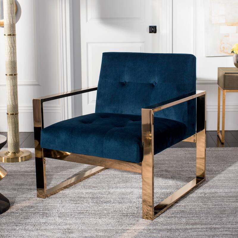 SAFAVIEH Vasco Glam Navy Accent Chair - 30" x 31" x 32" - Navy