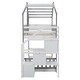 preview thumbnail 15 of 16, Stairway Twin-Over-Twin Bunk Bed, House Bed with Storage and Guard Rail, Natural Finish