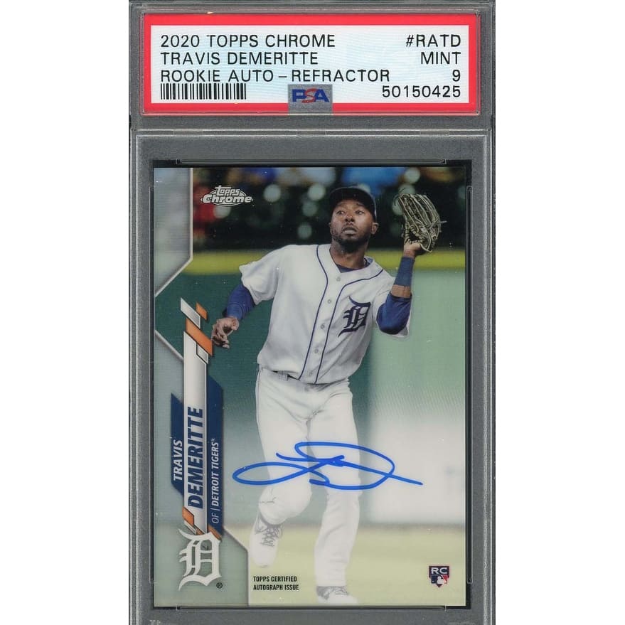 Travis Demeritte 2020 Topps Chrome Rookie Auto Refractor Card #RATD PSA 9 /499 - 8'6" x 11'6"