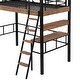 preview thumbnail 11 of 9, Full Size Metal Loft Bed with Built-in Desk,Storage Shelf and Ladder,Minimalist Design