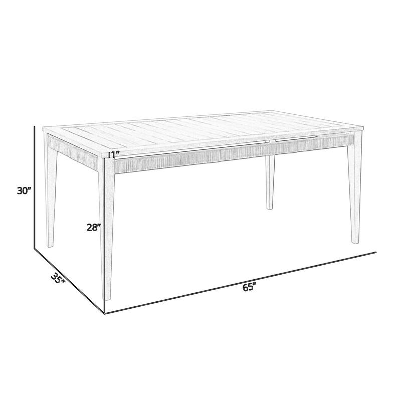 Kimi 65 Inch Outdoor Dining Table, Brown Eucalyptus Wood, Woven Rope Apron