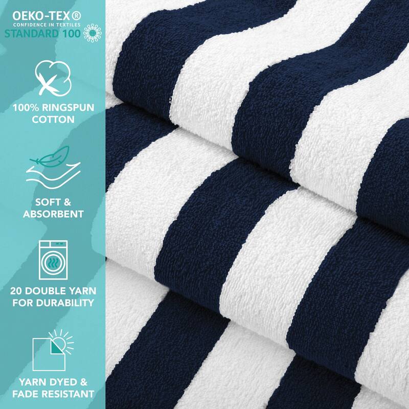 Arkwright California Cabana 4-Piece striped Beach Towel Set - 30x70