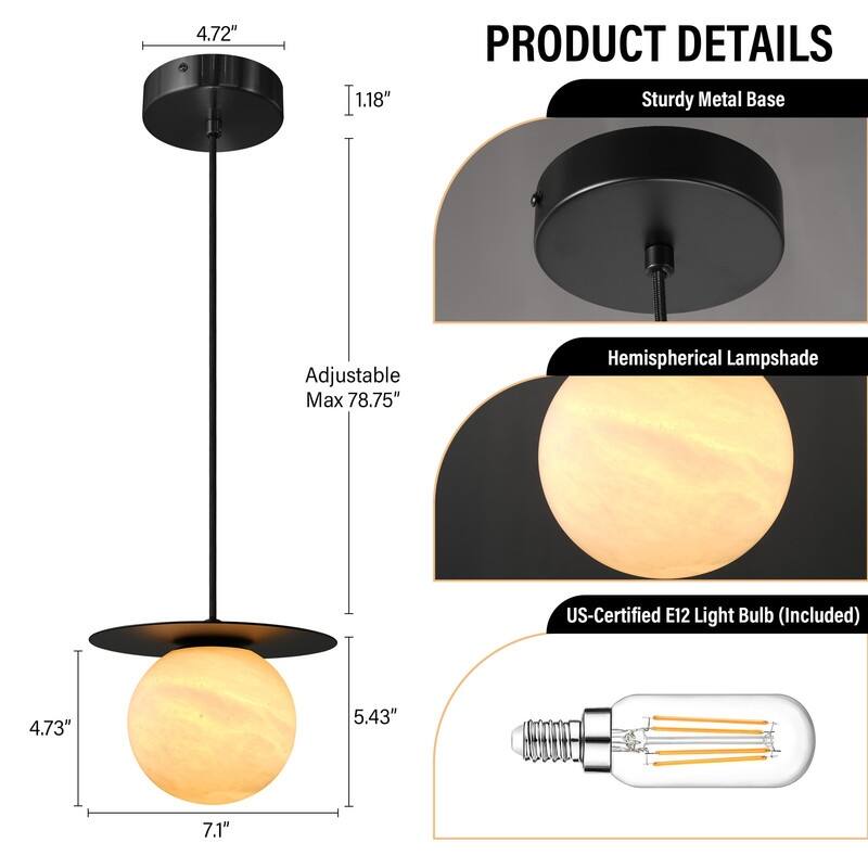 KAYLA Alabaster Pendant Light - Nordic Modern Brass Hanging Lamp