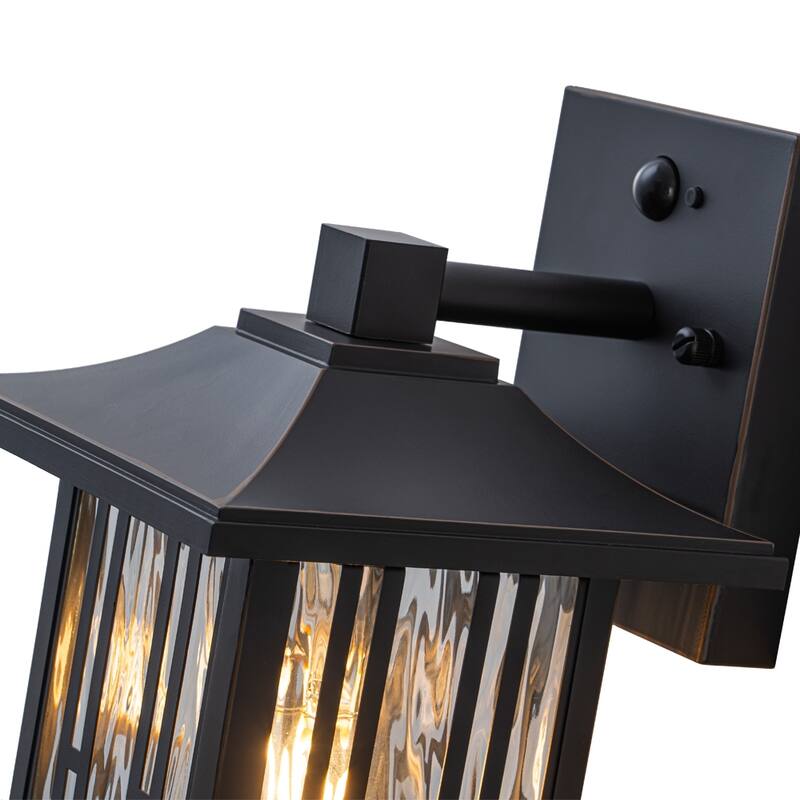 Motion Sensor Outdoor Wall Lantern with Water Glass Set of 2 - 2 Packs