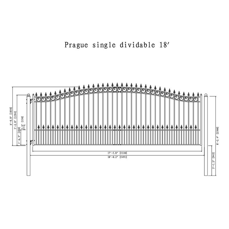 ALEKO Steel Single Swing 18 ft Driveway Gate Prague Style Black