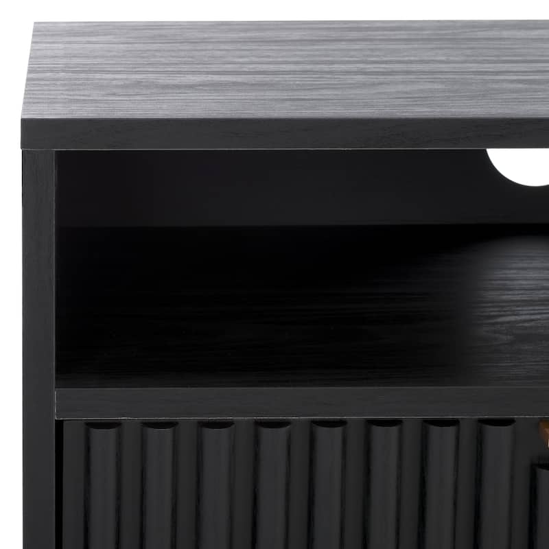 SAFAVIEH Lylia 2-Drawer 2-Shelf Entertainment Media Stand (Fits up to 65" Flatscreen TV) - 60.4 in. x 15.6 in. x 24.8 in.