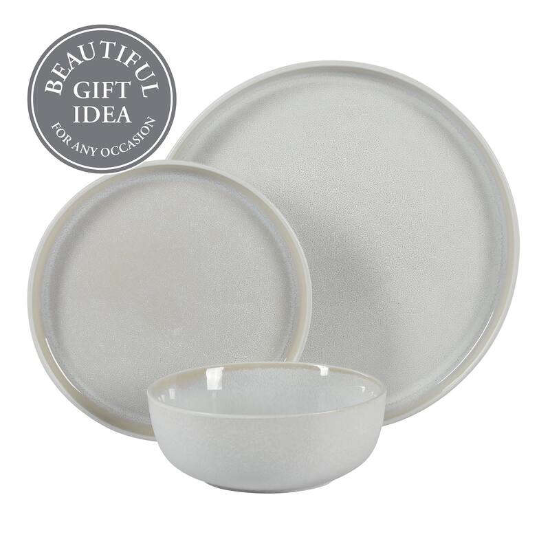 Gibson Elite Tahoe Sunset 12 Piece Stoneware Reactive Glaze (Service for 4) Ceramic Plates and Bowls Dinnerware Set