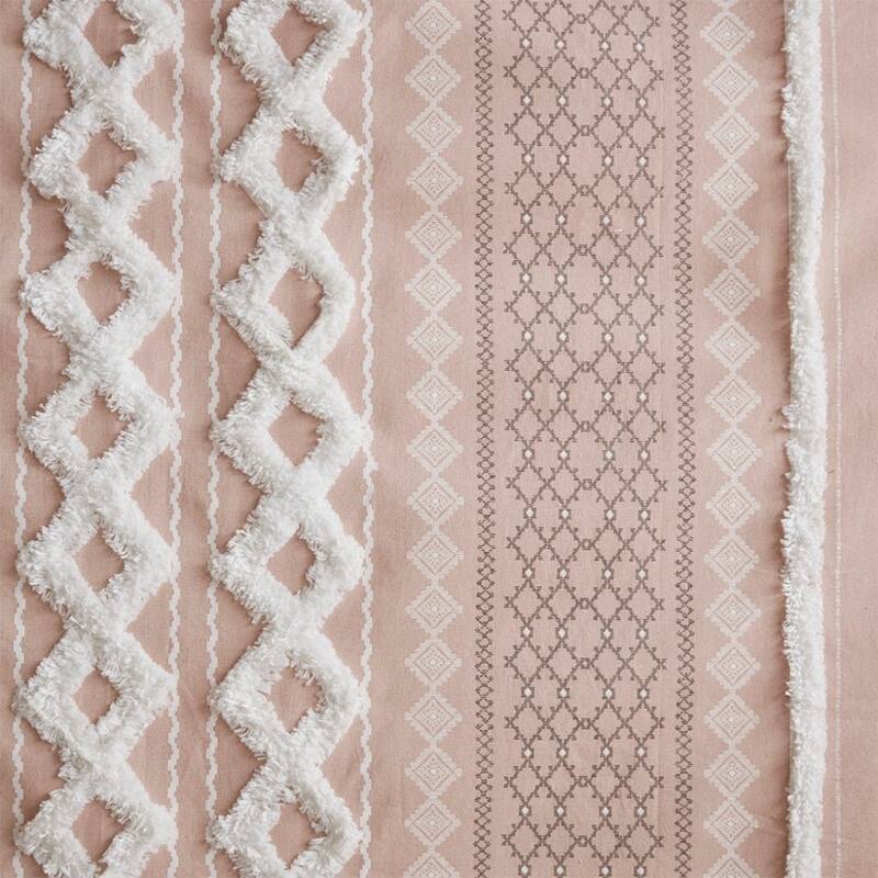Cotton Printed Curtain Panel with Chenille Stripe and Lining