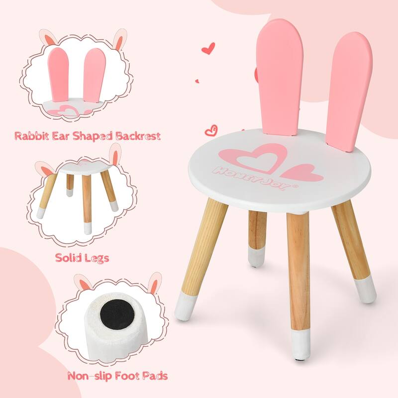 Costway Kids Vanity Set Rabbit Makeup Dressing Table Chair Set W/ - See Details