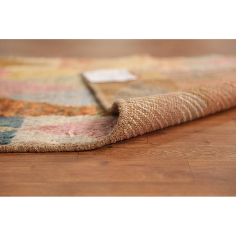 Geometric Moroccan Runner Rug Handmade Multi-Color Wool Carpet - 2'10" x 9'10"